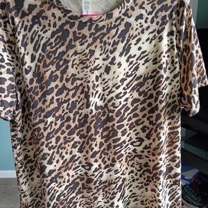 Leopard Print Short Sleeve Tee - Brown & Black